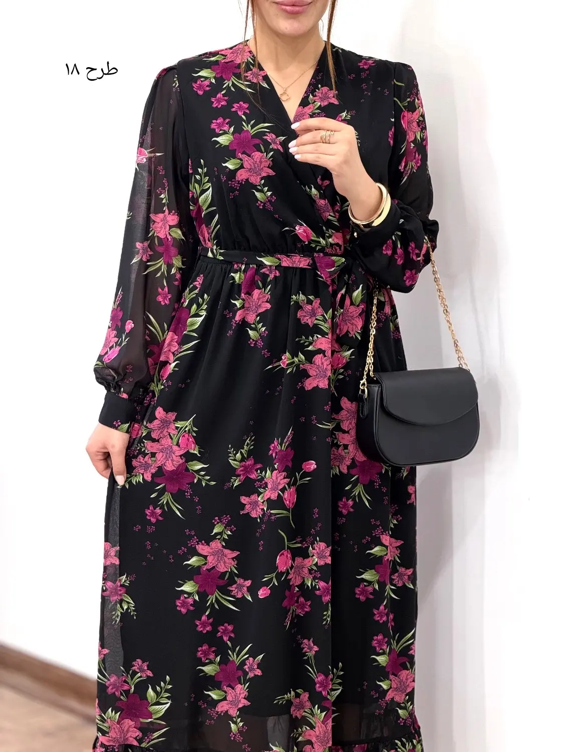 پیراهن بلند حریر آستردار آوا کد 5516